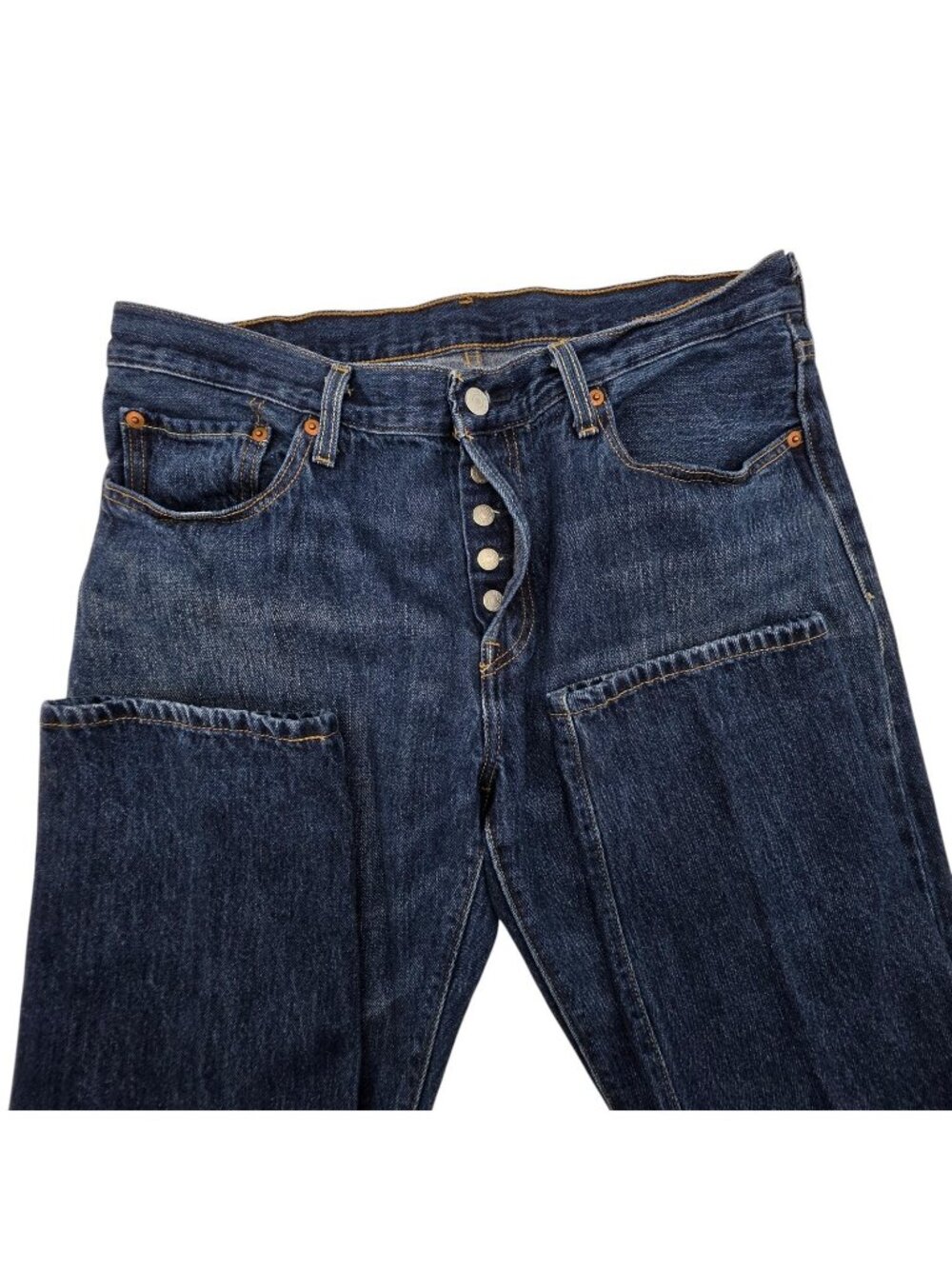 Levis 501CT Jeans Womens 34x27 Blue Denim Button Fly Ankle Cropped Medium Wash